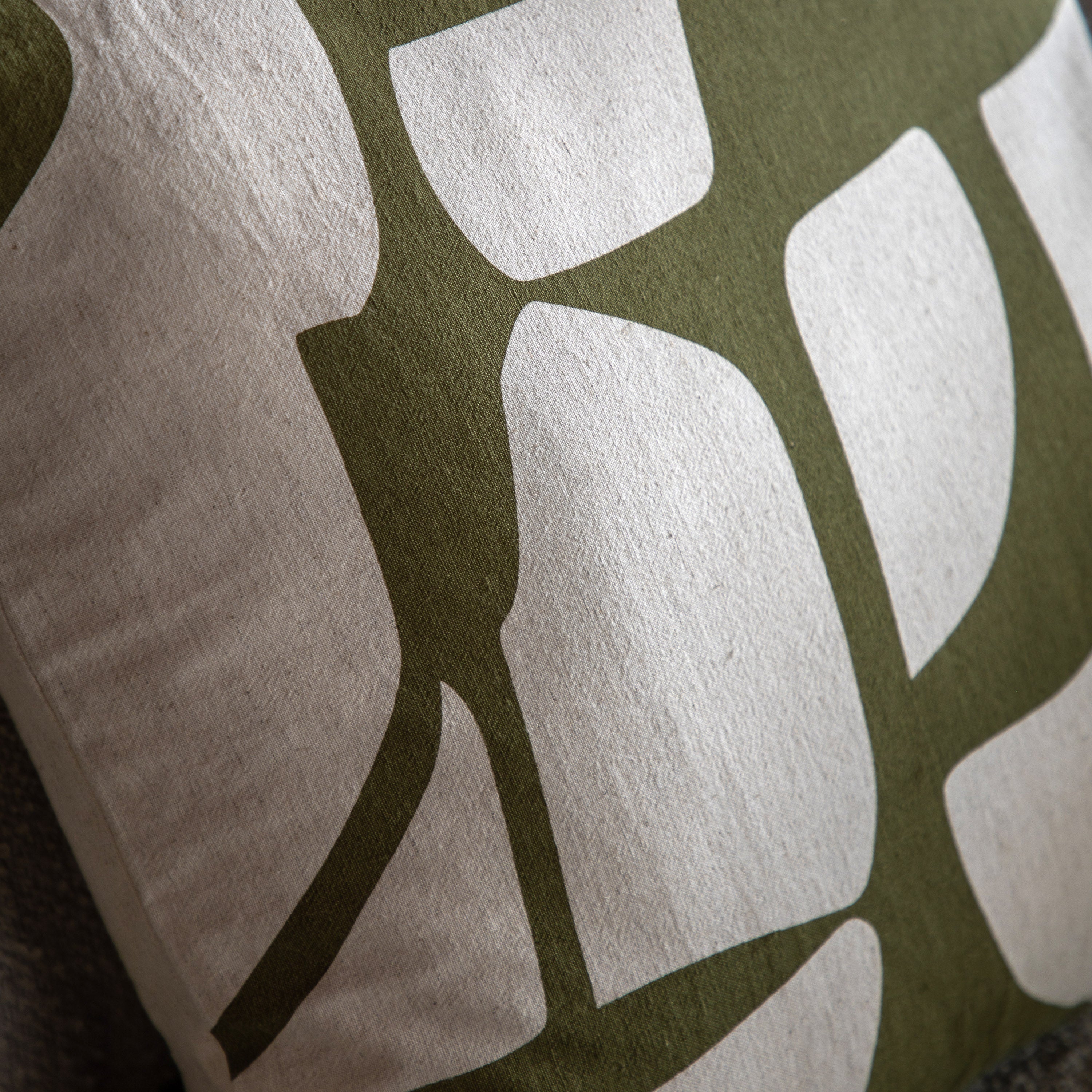Ardala Olive Green Graphic Square Cushion